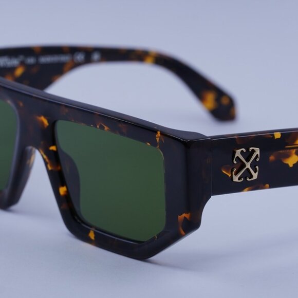Off-White OERI13F VANCOUVER 6055 Sunglasses Havana Geometric Frame, Green Lenses main image 5